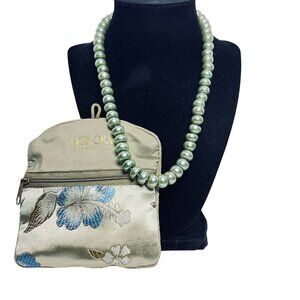 Honora Chunky Green Freshwater Pearl Necklace W/ Sterling Silver Clasp (6034)